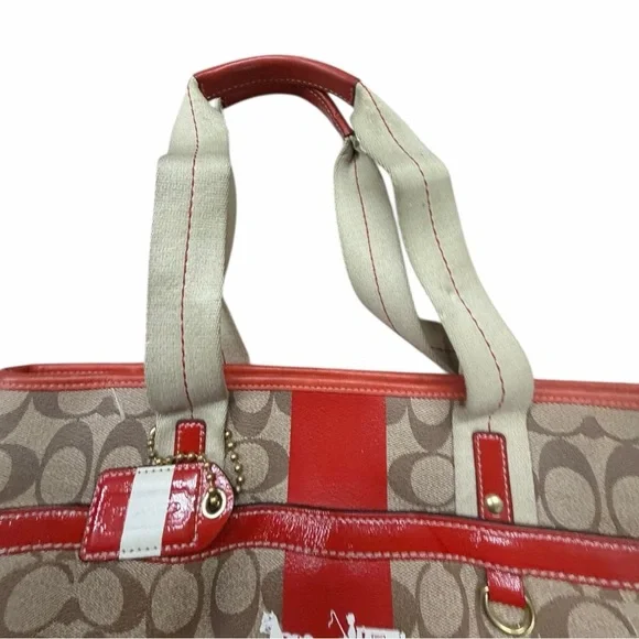 Coach Signature Orange and Tan Tote Bag - Picture 4 of 13